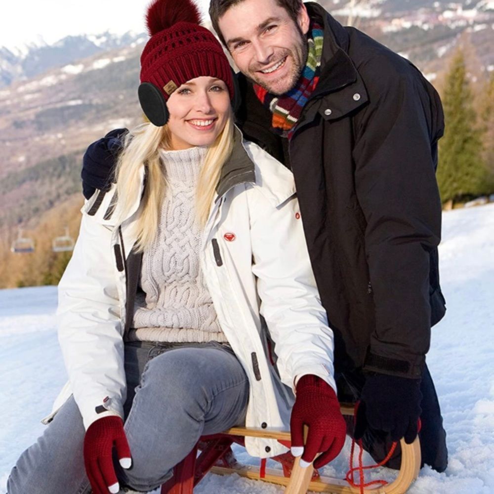 Red Beanie Gloves 4 in 1 Win Set Knitted Scarf Hat  Gloves and Ear Warmer  U…​​ - Picture 5 of 5